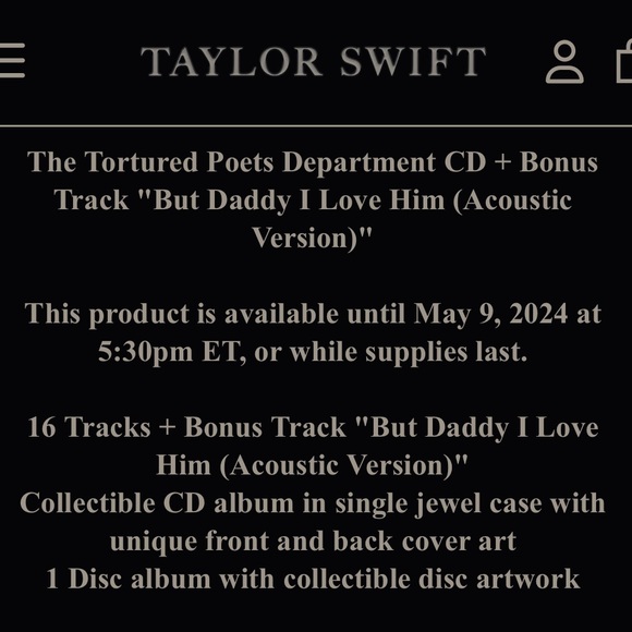 🔥 Taylor Swift TTPD CD ft. “But Daddy I Love Him” (Acoustic) - Sealed New! - Picture 2 of 3